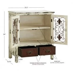 Voigt Antiqued White and Red Console Accent Cabinet by Powell Company -Powell Company Shop antiqued white and red powell company accent cabinets hd1269a19 4f 1000