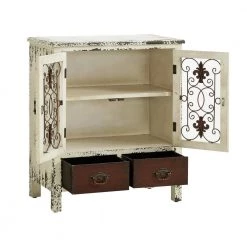 Voigt Antiqued White and Red Console Accent Cabinet by Powell Company -Powell Company Shop antiqued white and red powell company accent cabinets hd1269a19 77 1000