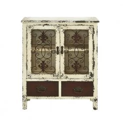 Voigt Antiqued White and Red Console Accent Cabinet by Powell Company -Powell Company Shop antiqued white and red powell company accent cabinets hd1269a19 c3 1000