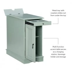 Butte 24 in. L Aqua 24 in. H Rectangle Wood Top Accent Table with 3 Meter Long USB Cord by Powell Company -Powell Company Shop aqua powell company end side tables hd1724at21 1f 1000