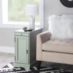 Butte 24 in. L Aqua 24 in. H Rectangle Wood Top Accent Table with 3 Meter Long USB Cord by Powell Company -Powell Company Shop aqua powell company end side tables hd1724at21 31 1000