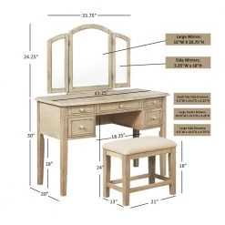 Fischer Wire Brush Driftwood Look Vanity and Bench by Powell Company -Powell Company Shop barnwood powell company jewelry armoires hd1186j19 1f 1000