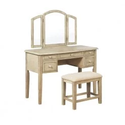 Fischer Wire Brush Driftwood Look Vanity and Bench by Powell Company