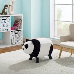 Layla Black and White Panda Bear Kids Stool 24 in. W x 13.50 in. D x 15 in. H by Powell Company -Powell Company Shop black and white powell company kids chairs hd1616y21 1f 1000