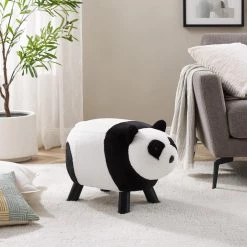 Layla Black and White Panda Bear Kids Stool 24 in. W x 13.50 in. D x 15 in. H by Powell Company -Powell Company Shop black and white powell company kids chairs hd1616y21 31 1000