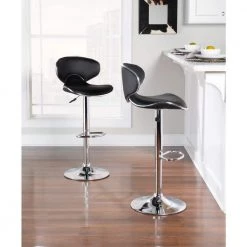 32 in. Adjustable Height Black and Chrome Bar Stool by Powell Company