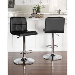 Gonzales Black Faux Leather Adjustable Barstool by Powell Company -Powell Company Shop black chrome powell company bar stools hd1194b19 31 1000