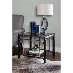 Black Glass Coffee Table and 2-End Table Set by Powell Company -Powell Company Shop black chrome powell company coffee tables hd1506a203 c3 1000
