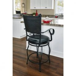 Carter Big and Tall Black Metal Counter Stool with Cushioned Seat by Powell Company -Powell Company Shop black powell company bar stools hd1134b19cs 1f 1000