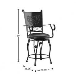 Carter Big and Tall Black Metal Counter Stool with Cushioned Seat by Powell Company -Powell Company Shop black powell company bar stools hd1134b19cs 40 1000