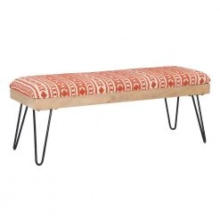 Baxter Black Terra Cotta Stripe Bench with Metal Legs 18 in. H x 46 in. W x 16 in. D by Powell Company