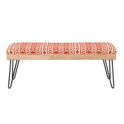 Baxter Black Terra Cotta Stripe Bench with Metal Legs 18 in. H x 46 in. W x 16 in. D by Powell Company -Powell Company Shop black powell company bedroom benches hd1663ab21 c3 1000