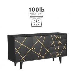 Reeves 58 in. W Black 30.5 in. H Mango Wood Console with 4-Drawers and 2-Shelves by Powell Company -Powell Company Shop black powell company console tables hd1812 76 1000