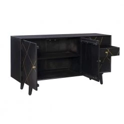 Reeves 58 in. W Black 30.5 in. H Mango Wood Console with 4-Drawers and 2-Shelves by Powell Company -Powell Company Shop black powell company console tables hd1812 77 1000