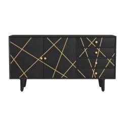 Reeves 58 in. W Black 30.5 in. H Mango Wood Console with 4-Drawers and 2-Shelves by Powell Company -Powell Company Shop black powell company console tables hd1812 c3 1000