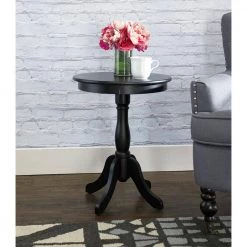 Palmer Black Round Pedestal Base Table by Powell Company -Powell Company Shop black powell company end side tables 271 353 31 1000