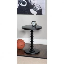 Black Round Spindle Table by Powell Company -Powell Company Shop black powell company end side tables 502 410 76 1000