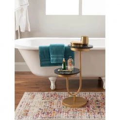 Pippen 10.5 in. Black 24.75 in. Circular Granite End Table with 2-Tiers by Powell Company -Powell Company Shop black powell company end side tables hd1637at21 1f 1000