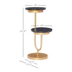 Pippen 10.5 in. Black 24.75 in. Circular Granite End Table with 2-Tiers by Powell Company -Powell Company Shop black powell company end side tables hd1637at21 44 1000