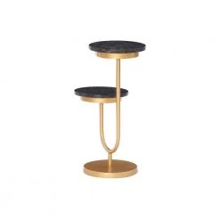 Pippen 10.5 in. Black 24.75 in. Circular Granite End Table with 2-Tiers by Powell Company -Powell Company Shop black powell company end side tables hd1637at21 4f 1000