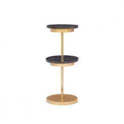 Pippen 10.5 in. Black 24.75 in. Circular Granite End Table with 2-Tiers by Powell Company -Powell Company Shop black powell company end side tables hd1637at21 c3 1000