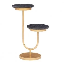 Pippen 10.5 in. Black 24.75 in. Circular Granite End Table with 2-Tiers by Powell Company -Powell Company Shop black powell company end side tables hd1637at21 e1 1000