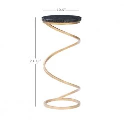 Izzy 10.5 in. Black 23.75 in. Circular Granite End Table with Gold Spiral Support by Powell Company -Powell Company Shop black powell company end side tables hd1638at21 4f 1000