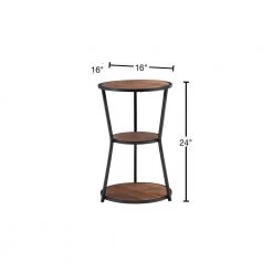 Bailee 16 in. Black 24 in. H Round Metal and Wood End Table with 3-Shelves by Powell Company -Powell Company Shop black powell company end side tables hd1649st21 40 1000
