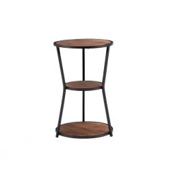 Bailee 16 in. Black 24 in. H Round Metal and Wood End Table with 3-Shelves by Powell Company -Powell Company Shop black powell company end side tables hd1649st21 c3 1000