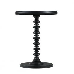 Spencer 17 in. W x 17 in. D x 22.5H Black Round Wood End / Side Table by Powell Company