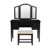 Engel Black Vanity and Bench with Tri-Fold Mirror by Powell Company -Powell Company Shop black powell company jewelry armoires hd1224j19 64 1000