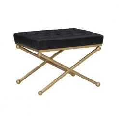 Kelli Black Faux Leather Button Tufted Ottoman by Powell Company