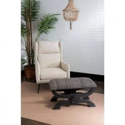 Noni Charcoal Upholstered Ottoman by Powell Company -Powell Company Shop black white powell company ottomans hd1522a20 31 1000