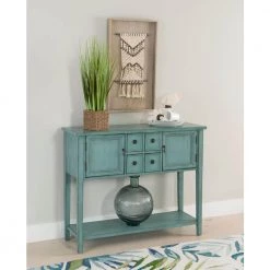 Portland 46 in. Blue Standard Rectangle Wood Console Table with Drawers by Powell Company -Powell Company Shop blue powell company console tables hd1037a19 31 1000