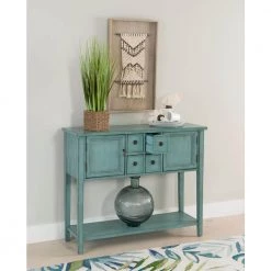 Portland 46 in. Blue Standard Rectangle Wood Console Table with Drawers by Powell Company -Powell Company Shop blue powell company console tables hd1037a19 44 1000