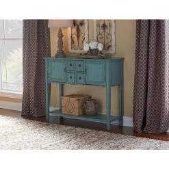 Portland 46 in. Blue Standard Rectangle Wood Console Table with Drawers by Powell Company -Powell Company Shop blue powell company console tables hd1037a19 4f 1000