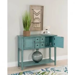 Portland 46 in. Blue Standard Rectangle Wood Console Table with Drawers by Powell Company -Powell Company Shop blue powell company console tables hd1037a19 fa 1000