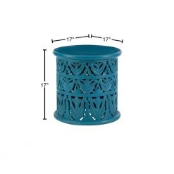 Serena 17 in. W Blue 17 in. H Circular Mango Wood End Table by Powell Company 11 Serena 17 in. W Blue 17 in. H Circular Mango Wood End Table by Powell Company -Powell Company Shop blue powell company end side tables hd1780st21 40 1000