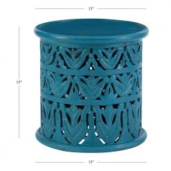 Serena 17 in. W Blue 17 in. H Circular Mango Wood End Table by Powell Company 13 Serena 17 in. W Blue 17 in. H Circular Mango Wood End Table by Powell Company -Powell Company Shop blue powell company end side tables hd1780st21 c3 1000