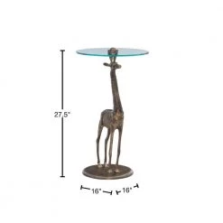 Giada 16 in. Wide Brown Antique Gold 27.5 in. High Round Glass Top Side Table with Giraffe Base by Powell Company 11 Giada 16 in. Wide Brown Antique Gold 27.5 in. High Round Glass Top Side Table with Giraffe Base by Powell Company -Powell Company Shop bronze powell company end side tables hd1709st21 40 1000