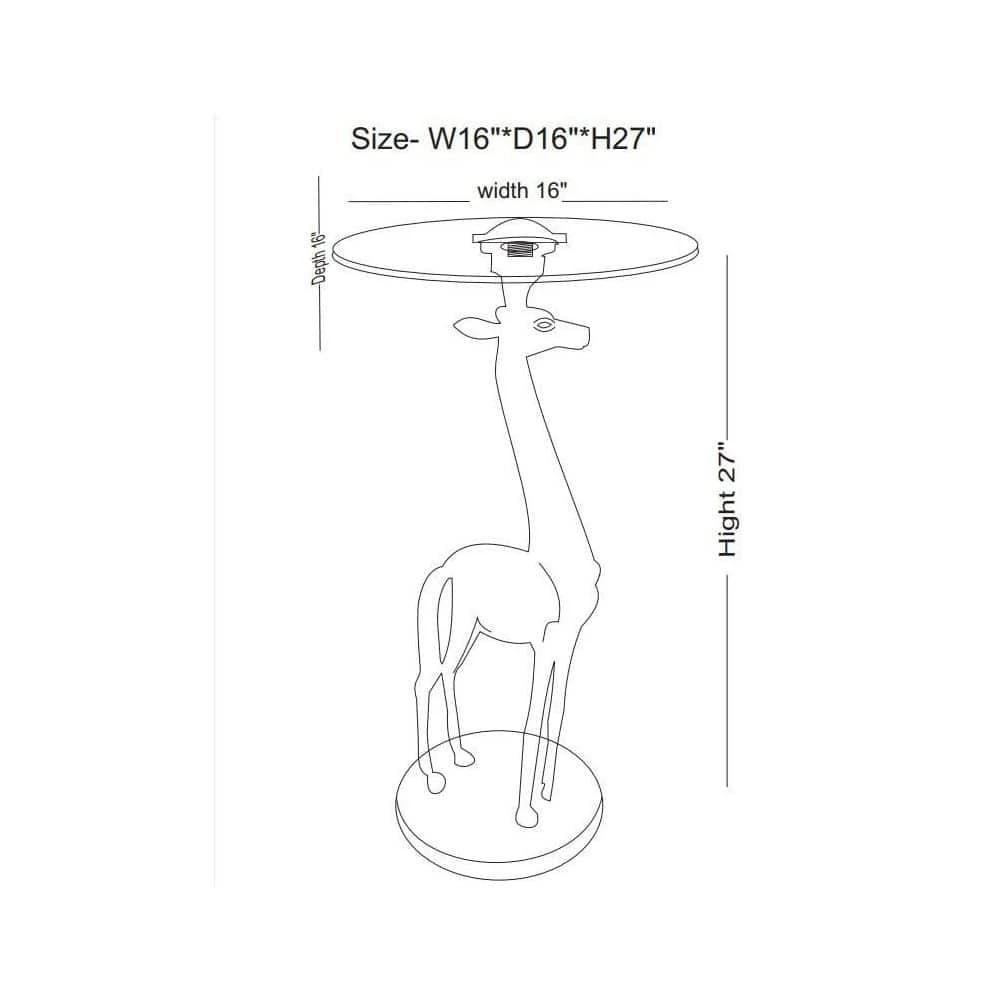 Giada 16 in. Wide Brown Antique Gold 27.5 in. High Round Glass Top Side Table with Giraffe Base by Powell Company 8 Giada 16 in. Wide Brown Antique Gold 27.5 in. High Round Glass Top Side Table with Giraffe Base by Powell Company - Image 6