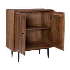 McKayla Natural Brown Mango Wood Cabinet with 3D Panel Doors by Powell Company -Powell Company Shop brown powell company accent cabinets hd1811 4f 1000