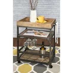 Biddeford Brown Rustic Rectangle Bar Cart by Powell Company -Powell Company Shop brown powell company bar carts hd1034a19 31 1000