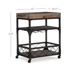 Biddeford Brown Rustic Rectangle Bar Cart by Powell Company -Powell Company Shop brown powell company bar carts hd1034a19 44 1000