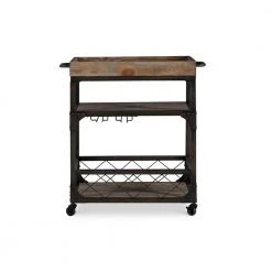 Biddeford Brown Rustic Rectangle Bar Cart by Powell Company