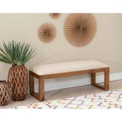 Powell Alexis 15 in. Brown Mango wood and Linen Tall Bench by Powell Company -Powell Company Shop brown powell company bedroom benches hd1502ub20 31 1000