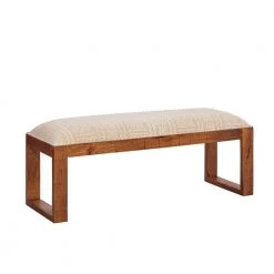 Powell Alexis 15 in. Brown Mango wood and Linen Tall Bench by Powell Company