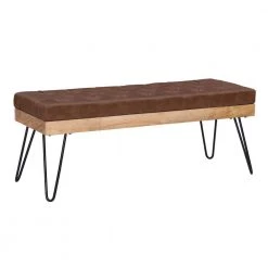 Baxter Brown Bench Faux Leather Bench with Metal Legs 18 in. H x 46 in. W x 16 in. D by Powell Company