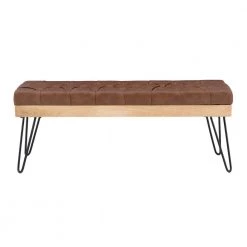 Baxter Brown Bench Faux Leather Bench with Metal Legs 18 in. H x 46 in. W x 16 in. D by Powell Company -Powell Company Shop brown powell company bedroom benches hd1662ab21 c3 1000