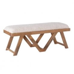 Myah Brown Bench with White Shaggy Upholstery 45 in. L x 16 in. D x 18 in. H by Powell Company